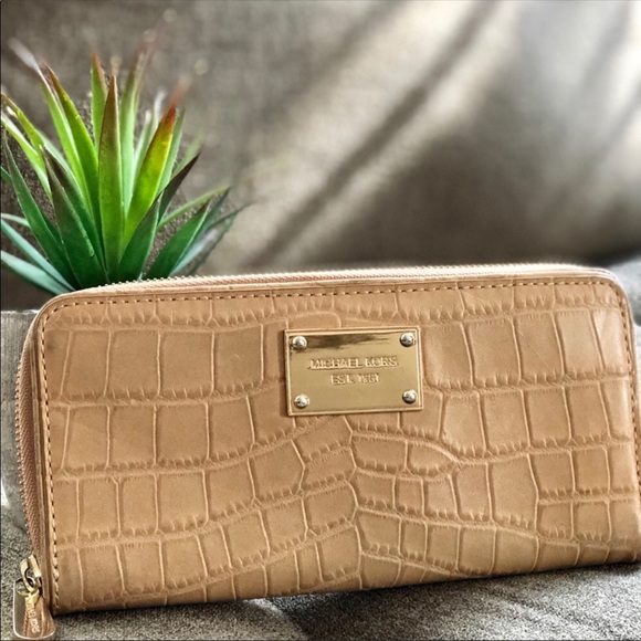 Michael Kors Handbags - MICHAEL KORS Crocodile Embossed Zipper Wallet
